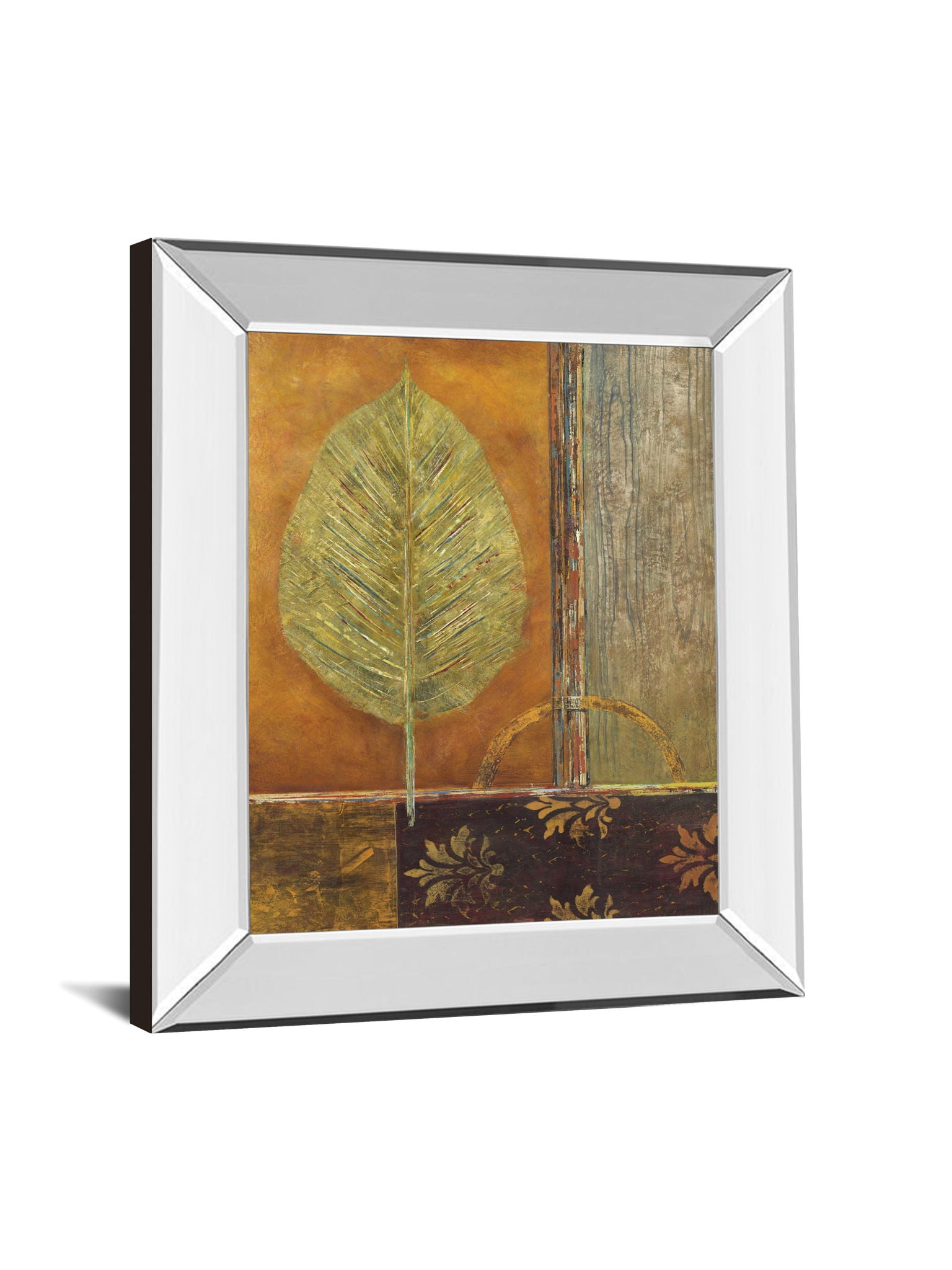 Copper Leaf By Viola Lee - Mirror Framed Print Wall Art - Light Brown