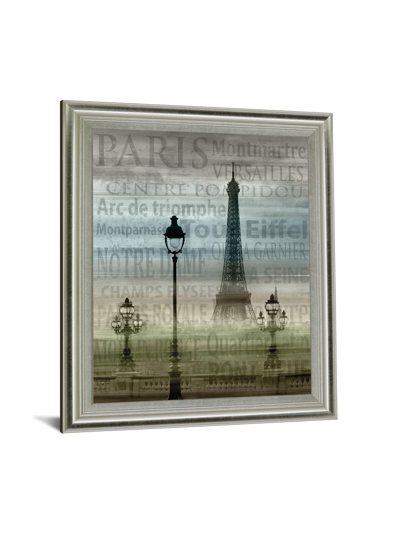 Foggy Paris Vista - 28" x 34" Framed Wall Art - Gray