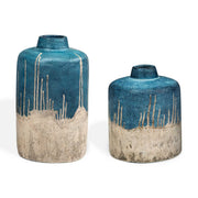 Coastal Cascade - Indoor-Outdoor Vases (Set of 2) - Blue / White