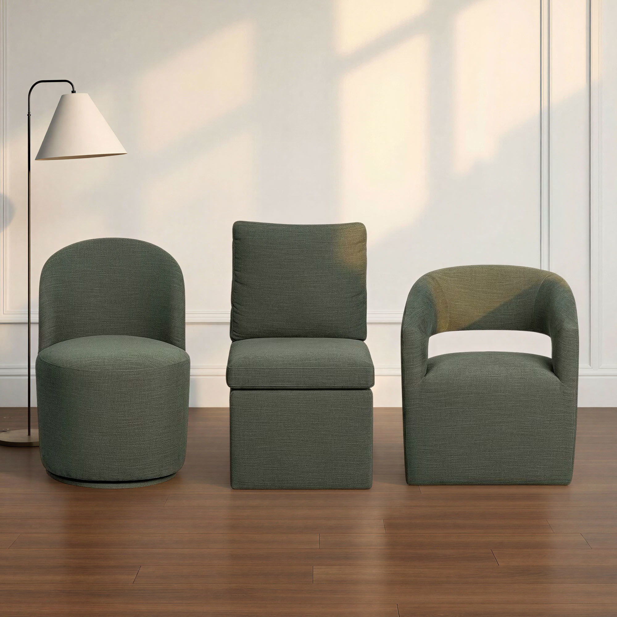 Upholstered Dining Chair Curved Open Back