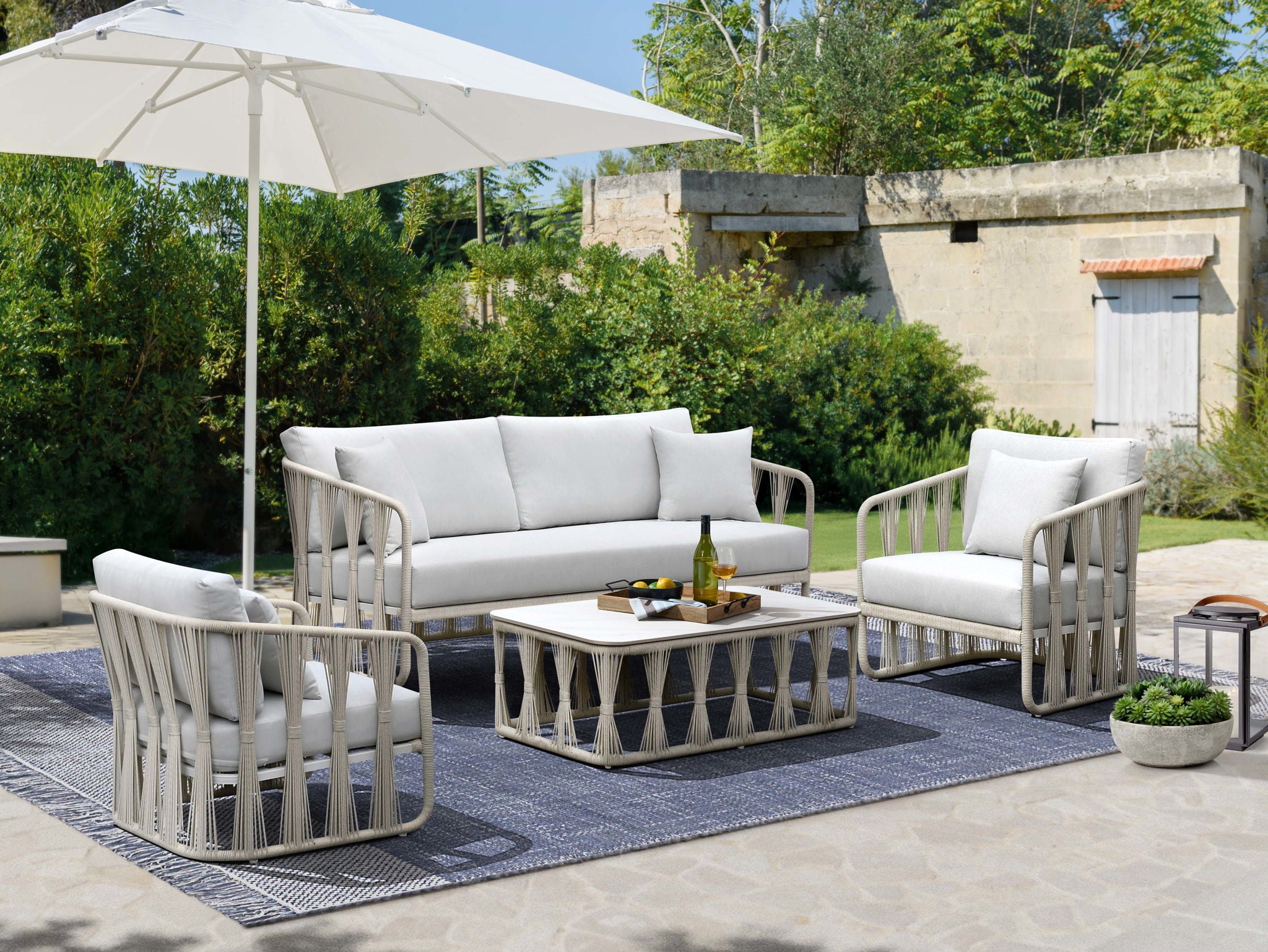 Alexa - Outdoor Seating Sofa With Pillows - White