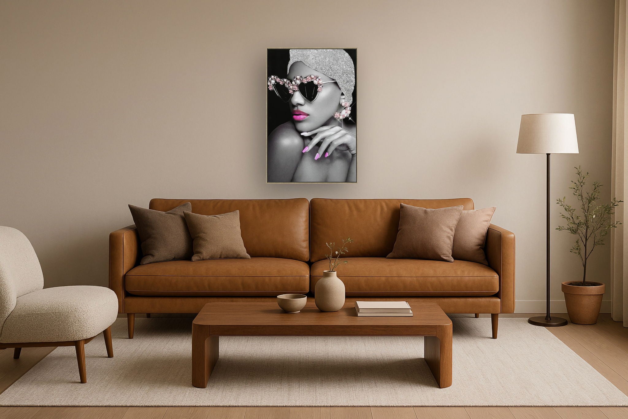 Hand Painted Textured Canvas In Frame 24 x 32 - Gray