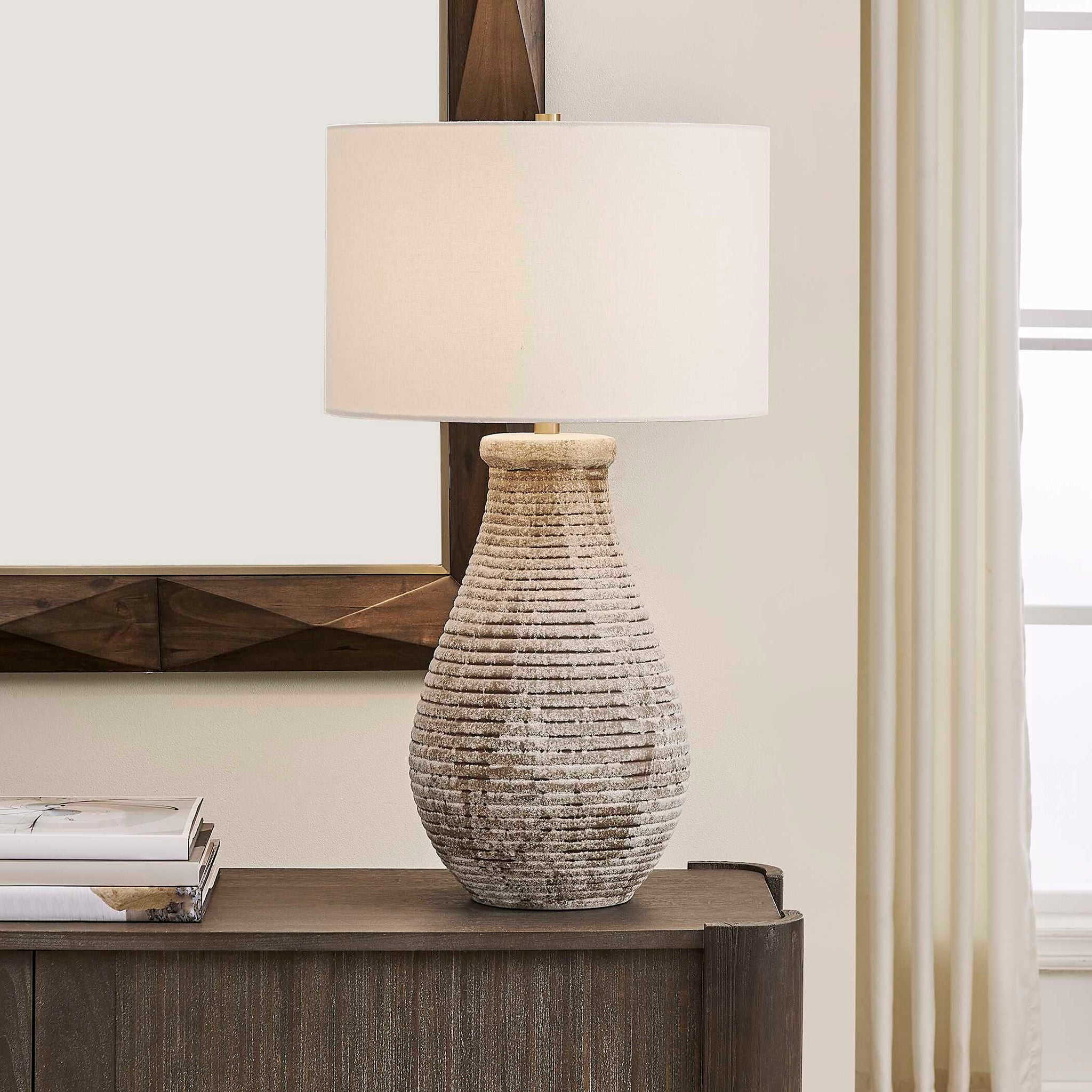Dorothea - Textured Table Lamp - Brown / Gray