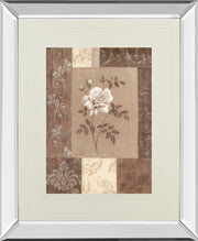 Single Rose By Vivian Flasch - Mirror Framed Print Wall Art - Light Brown