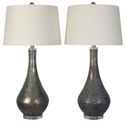 Lagoon Luster - 32 X 16 - Art Glass Table Lamp (Set of 2) - Mottled Teal