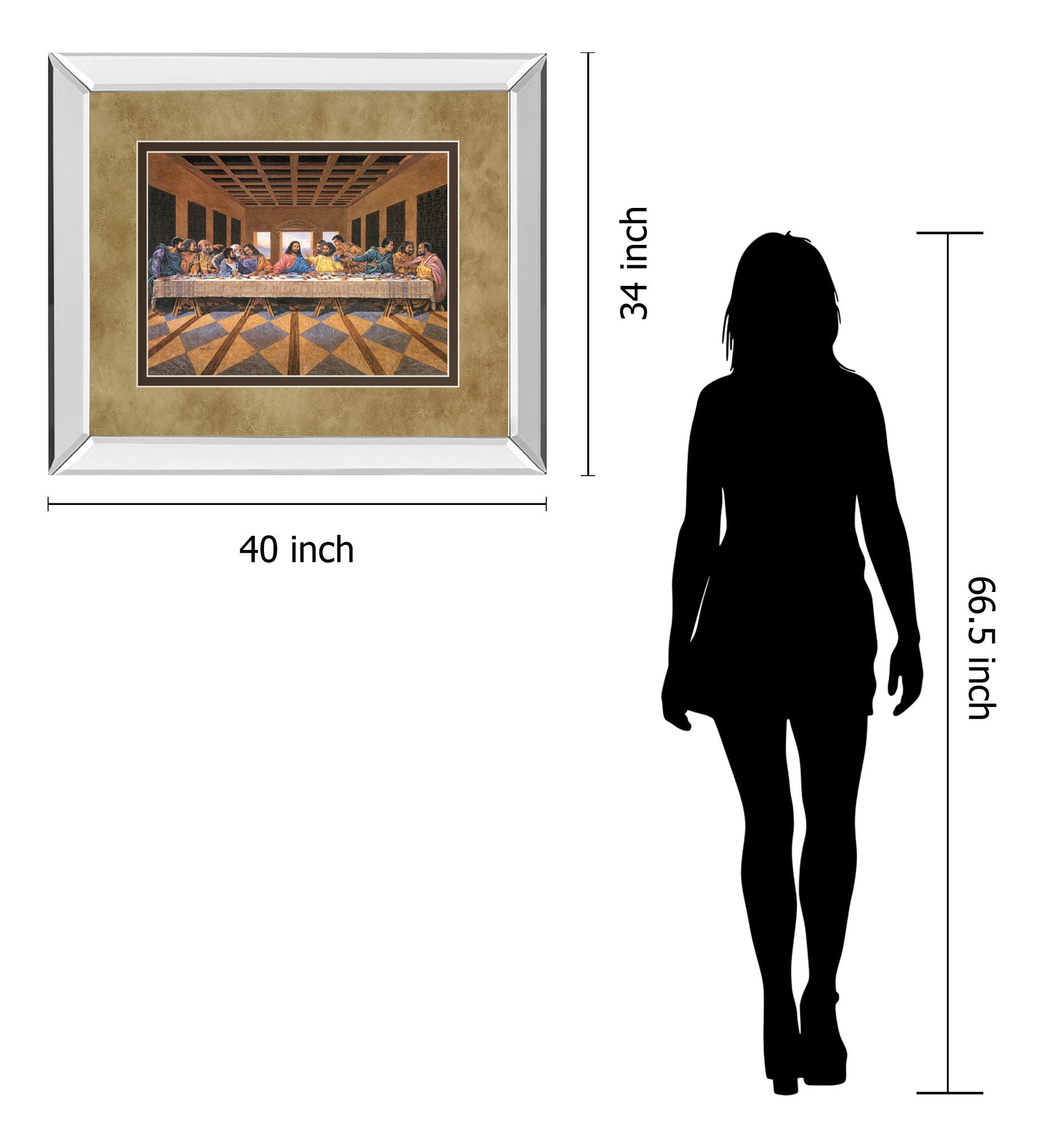 Last Supper (African American) - Mirror Framed Print Wall Art - Light Brown