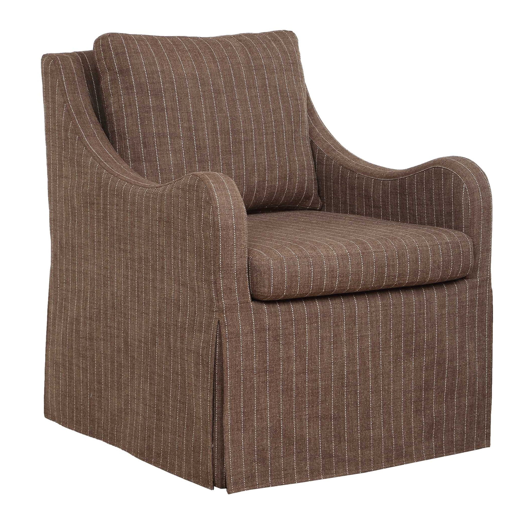 Luisa - Pinstripe Swivel Chair - Brown