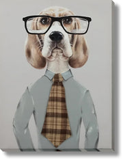 Dapper Hound Boss - 30" x 40" Framed Wall Art - Gray