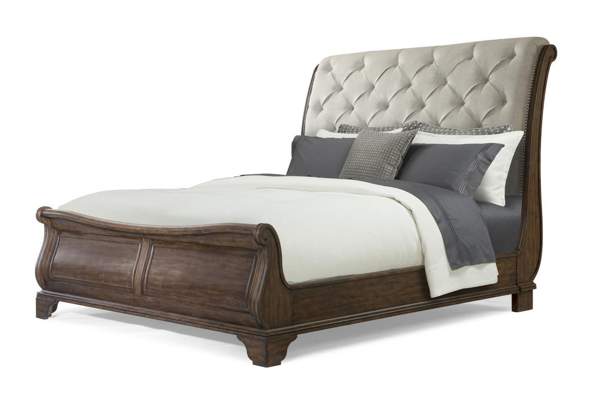 Trisha Yearwood Home - Complete Dottie Upholstered Headboard Sleigh Bed