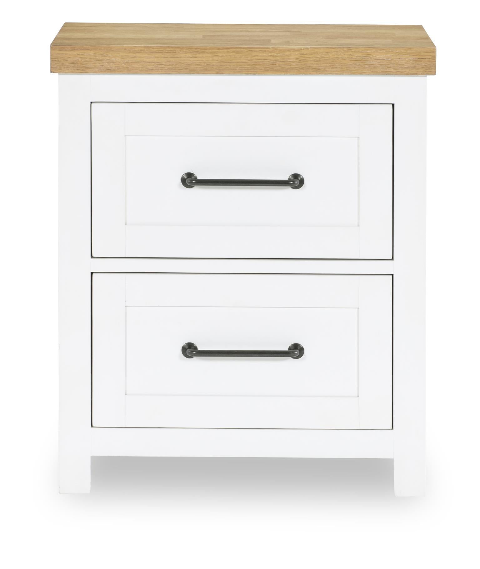 Horizons - 2 Drawers Nightstand - Pure White / Natural Oak