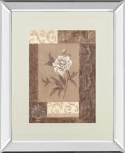 Single Peony By Vivian Flasch - Mirror Framed Print Wall Art - Light Brown