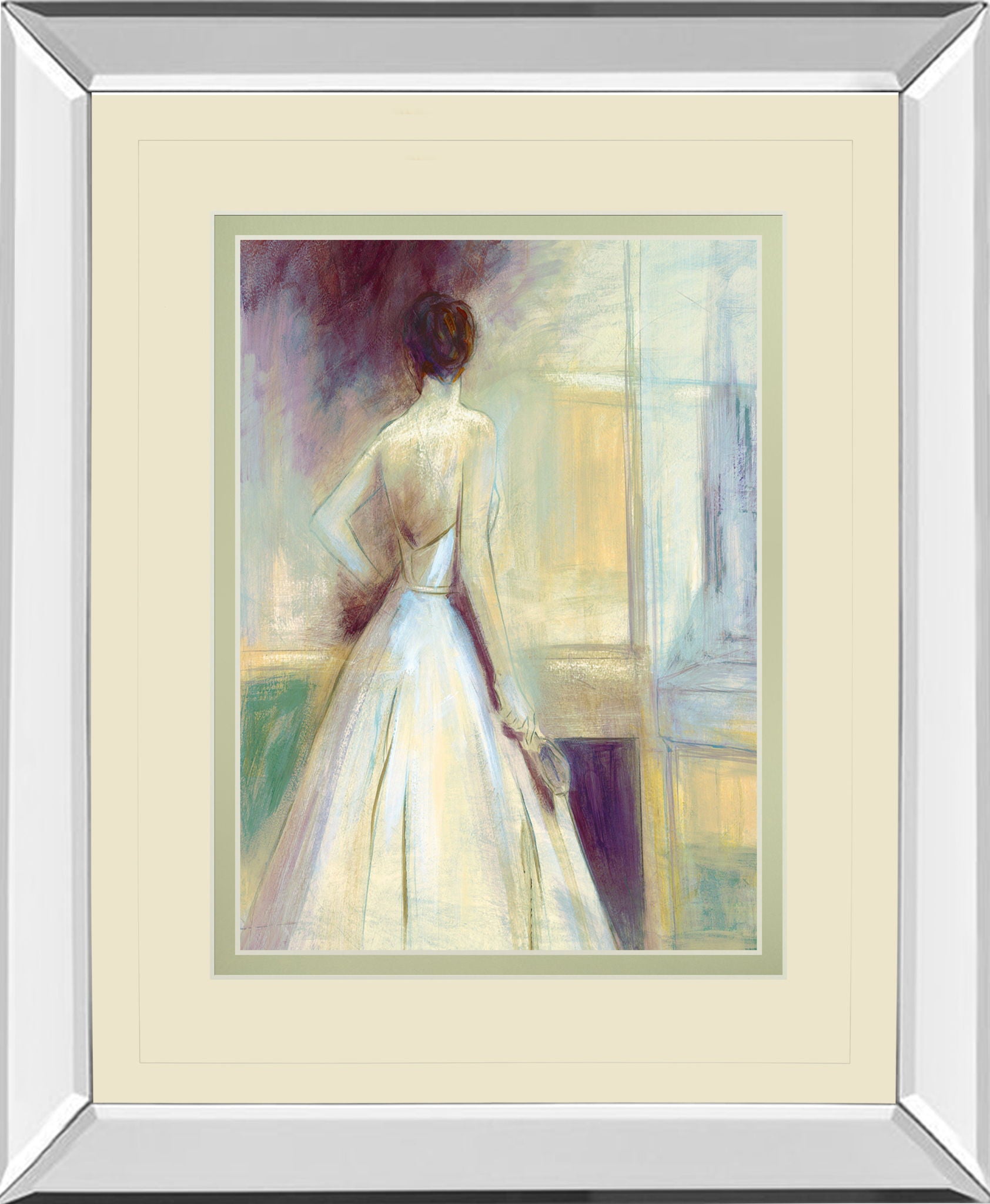 Getting Ready By Sutton - Mirror Framed Print Wall Art - Beige