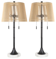 Linden Cadence - 29 X 14 - Metal Buffet Lamp (Set of 2) - Matte Black, White Marble