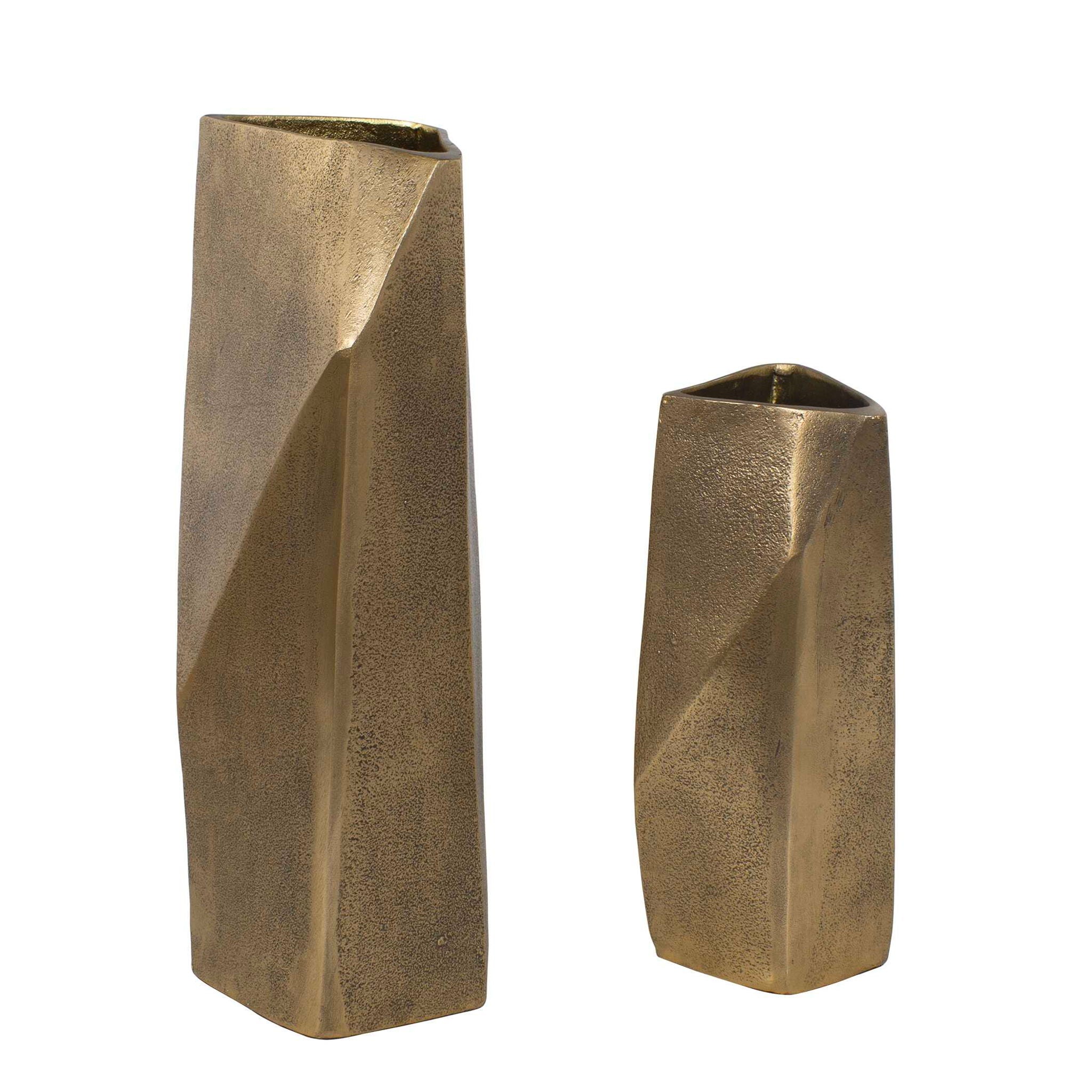 Geoform - Indoor-Outdoor Vases (Set of 2) - Brass