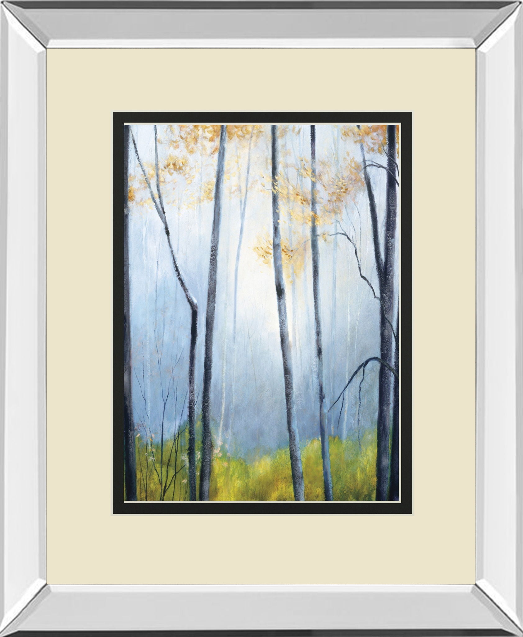 Tranquil River By Striffolino R. Mirrored Frame - Light Blue