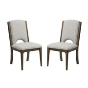 Athens - Upholstered Dining Chair (Set of 2) - Light Gray / Chocolate Brown