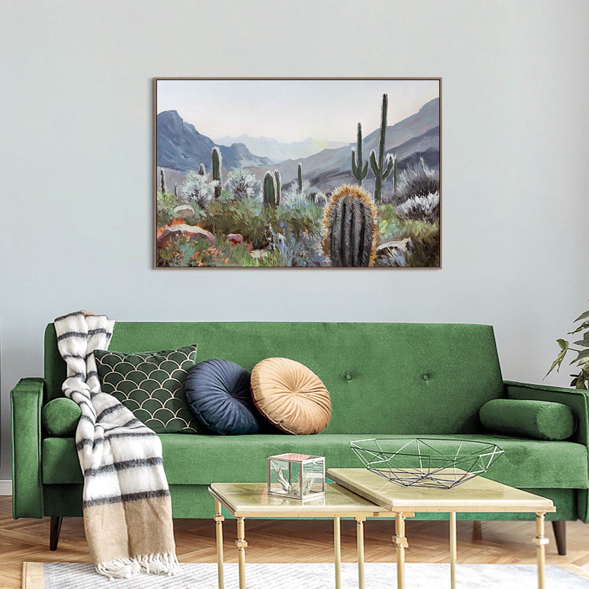 Sonoran Vista II Hand-Embellished Canvas In Frame - Gray / Blue