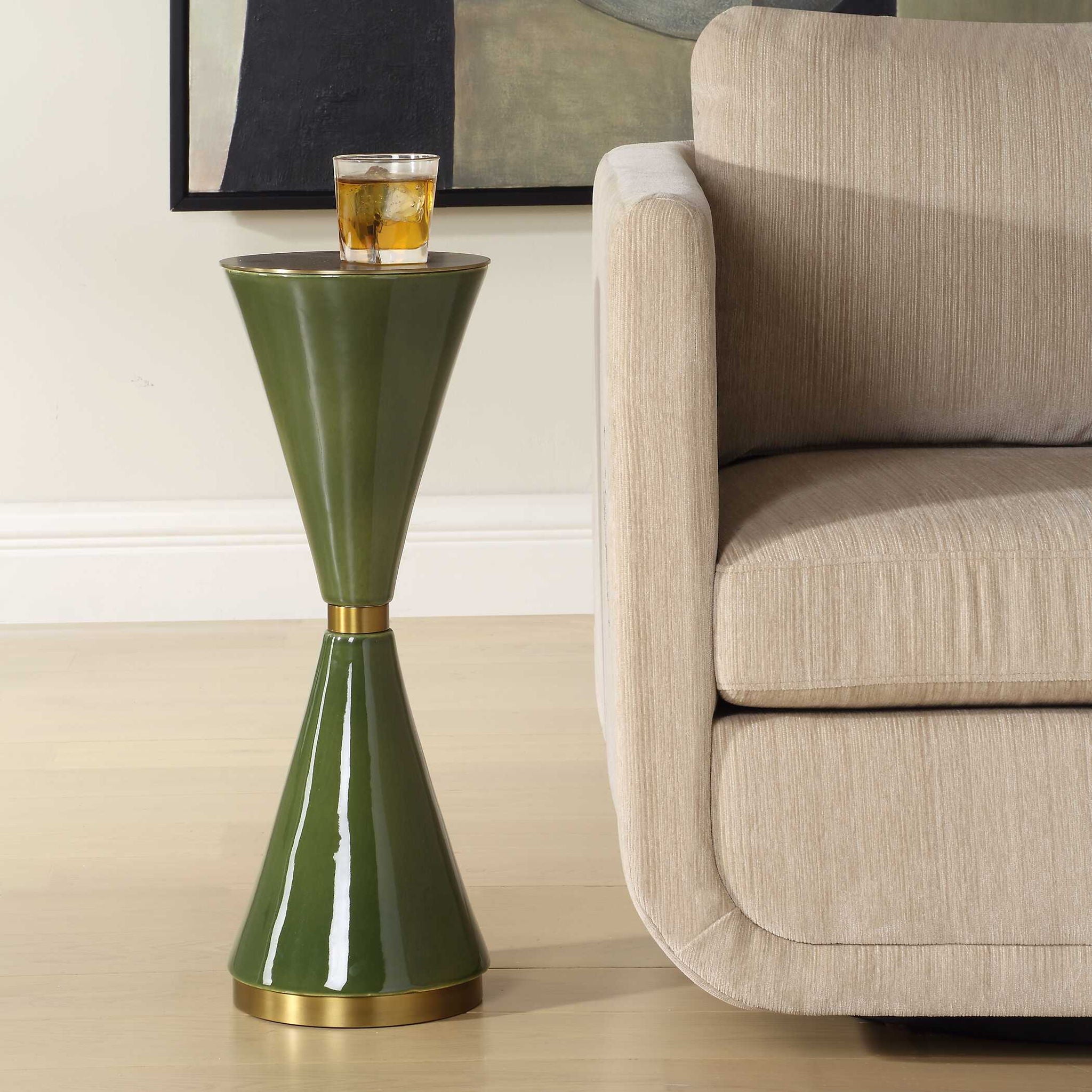 Ronde - Drink Table - Brass / Jade Green