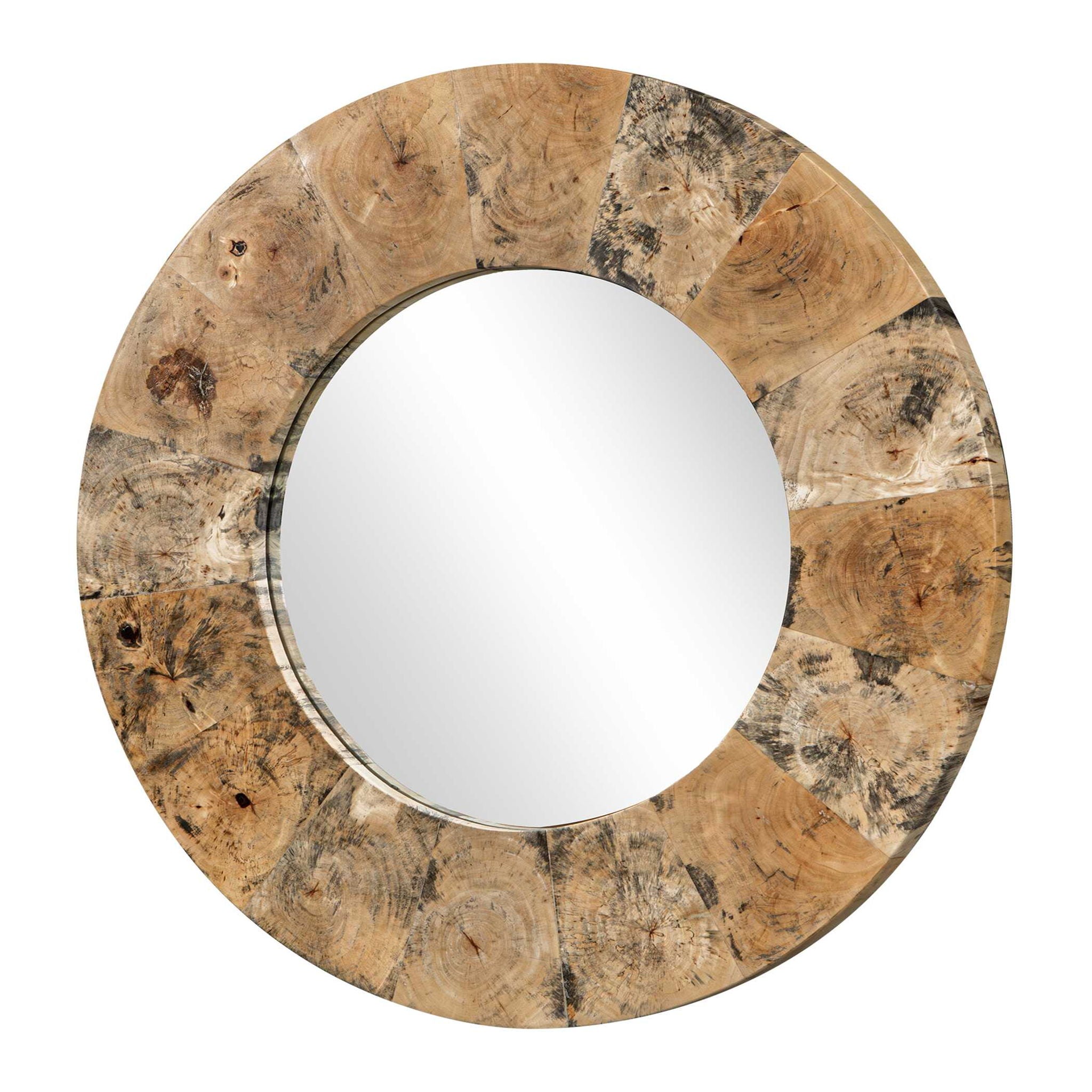 Hiram - Round Wood Mirror - Woodtone