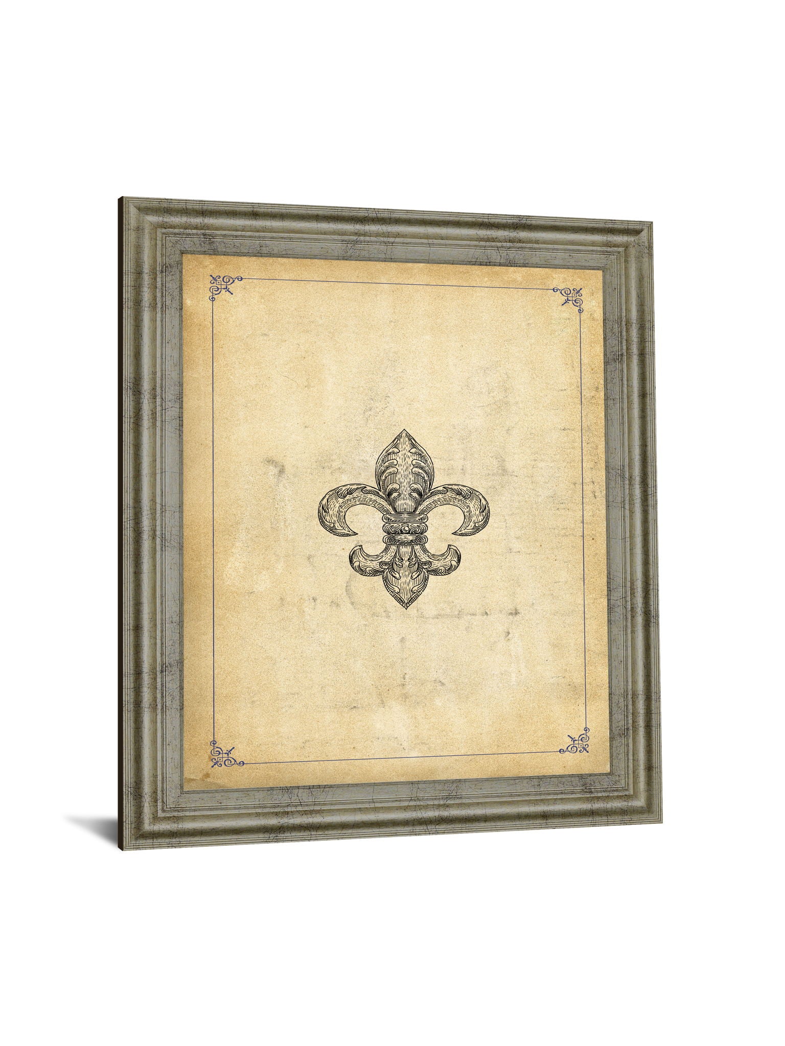 Classic Fleur Crest - 28" x 34" Framed Wall Art - Beige