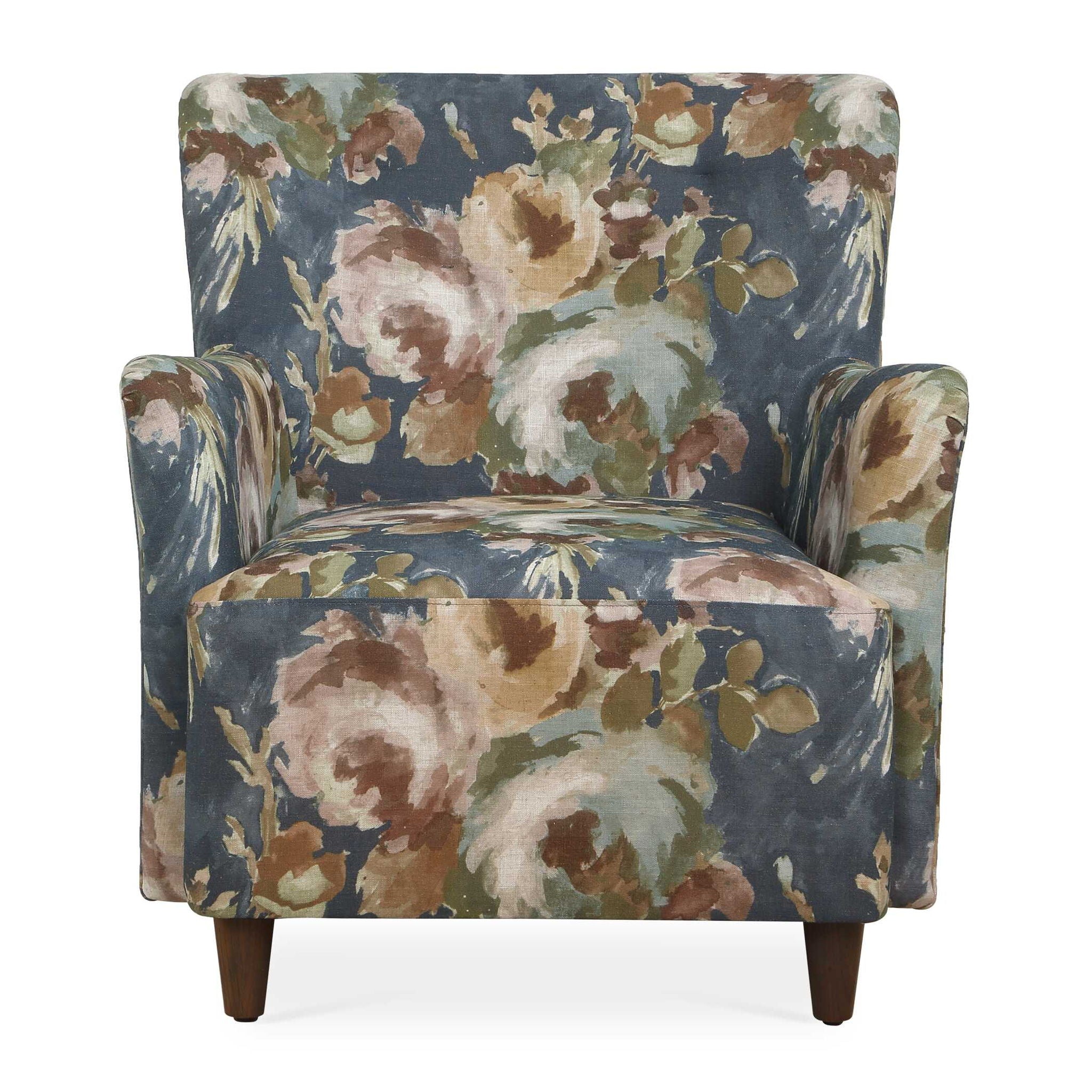Lainey - Floral Upholstered Armchair - Blue
