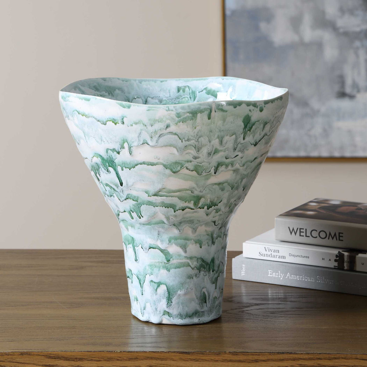 Jameis - Ceramic Watercolor Vase - Blue,Green,White