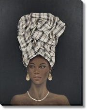 Plaid Elegance Portrait - 36" x 48" Framed Wall Art - Black