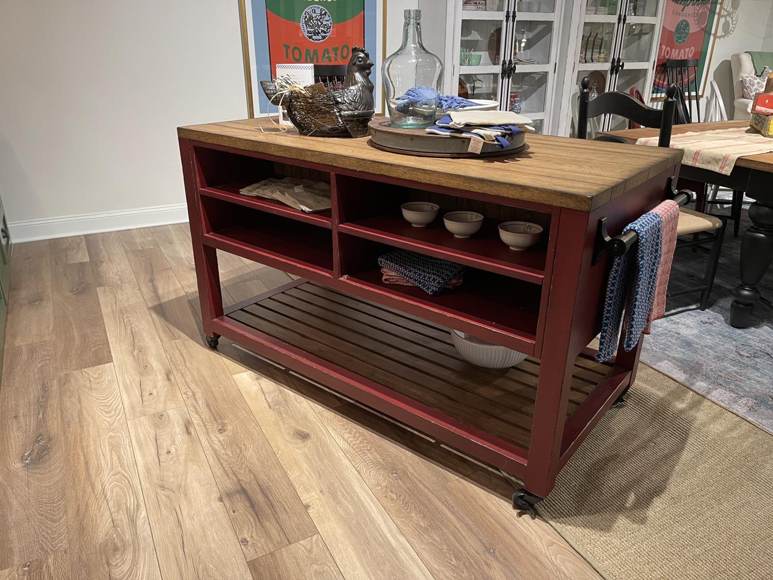 Vintage Market - Kitchen Island 6 Drawer With Casters