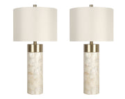 "Luminous Shell" Shell And Metal Table Lamp (Set of 2) - Natural Shell / Soft Gold / Beige
