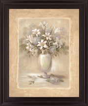 Ivory Blossom Vase - 28" x 34" Framed Wall Art - Beige