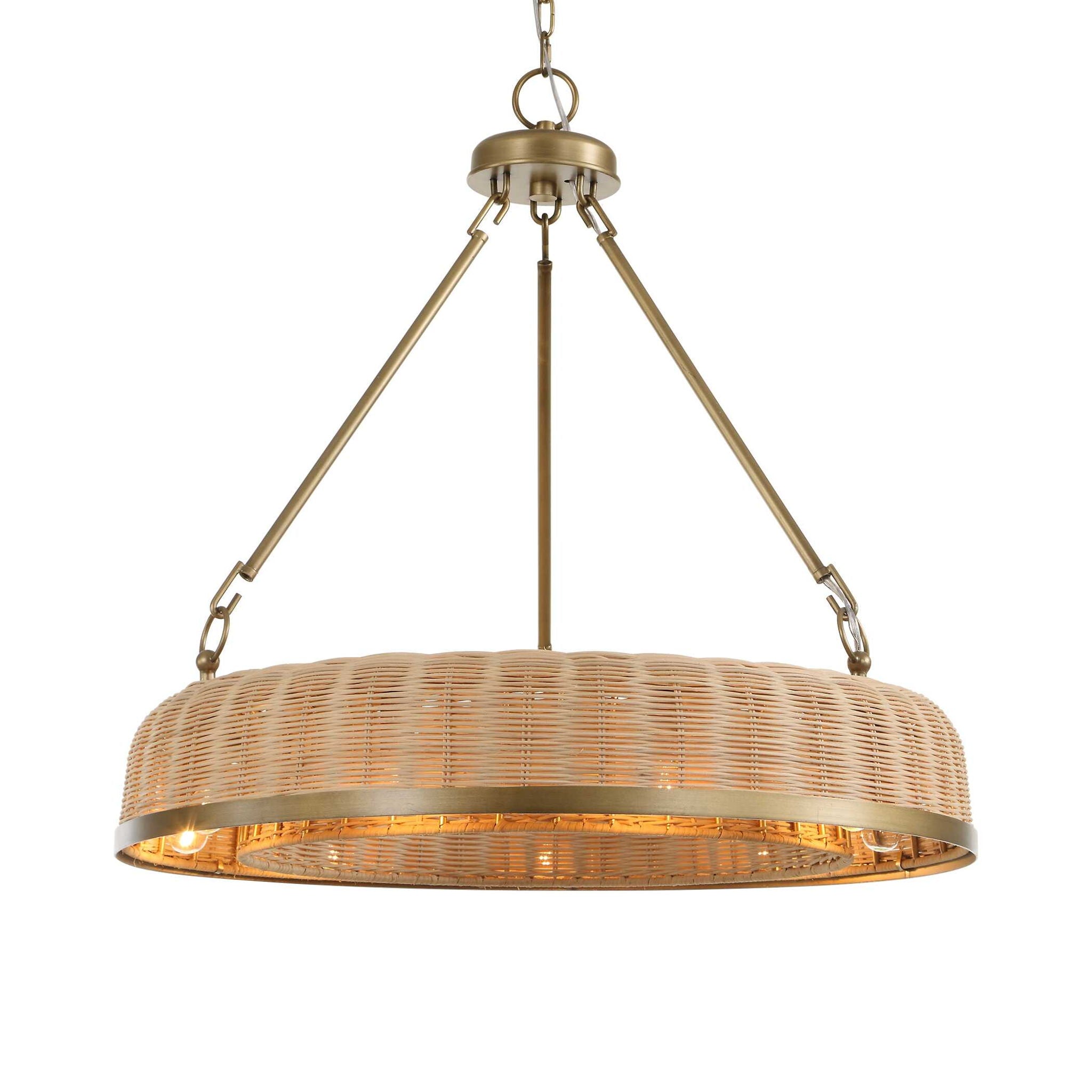 Ladakh - 9 Light Round Wicker Pendant - Gold