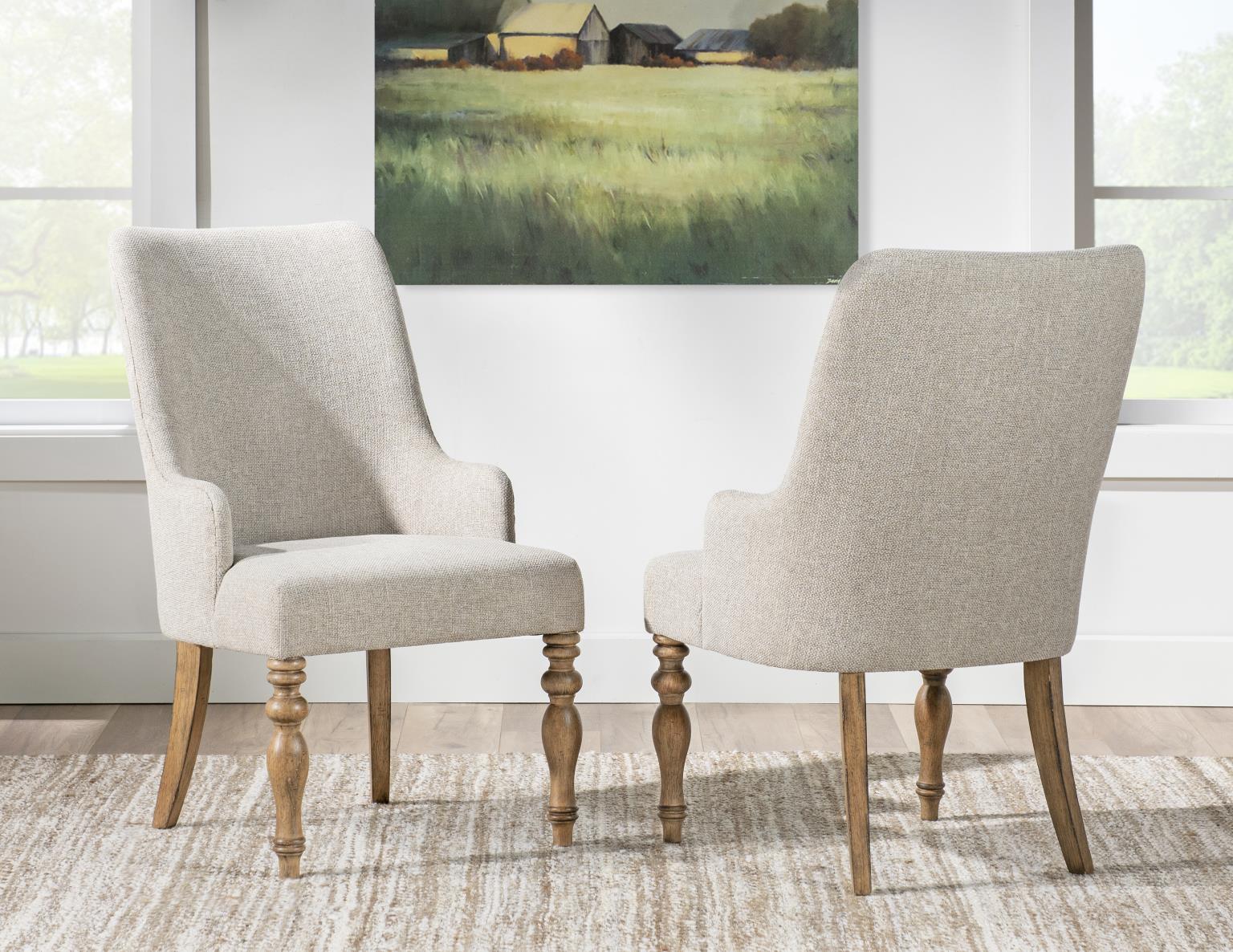 Vintage Market - Upholstered Arm Chair (Set of 2) - Barnwood Oak
