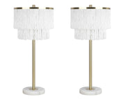 "Tassel Elegance II" Metal Table Lamp (Set of 2) - Soft Gold / White