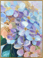 Petal Reverie I Hand-Embellished Canvas In Frame - Blue / Lavender