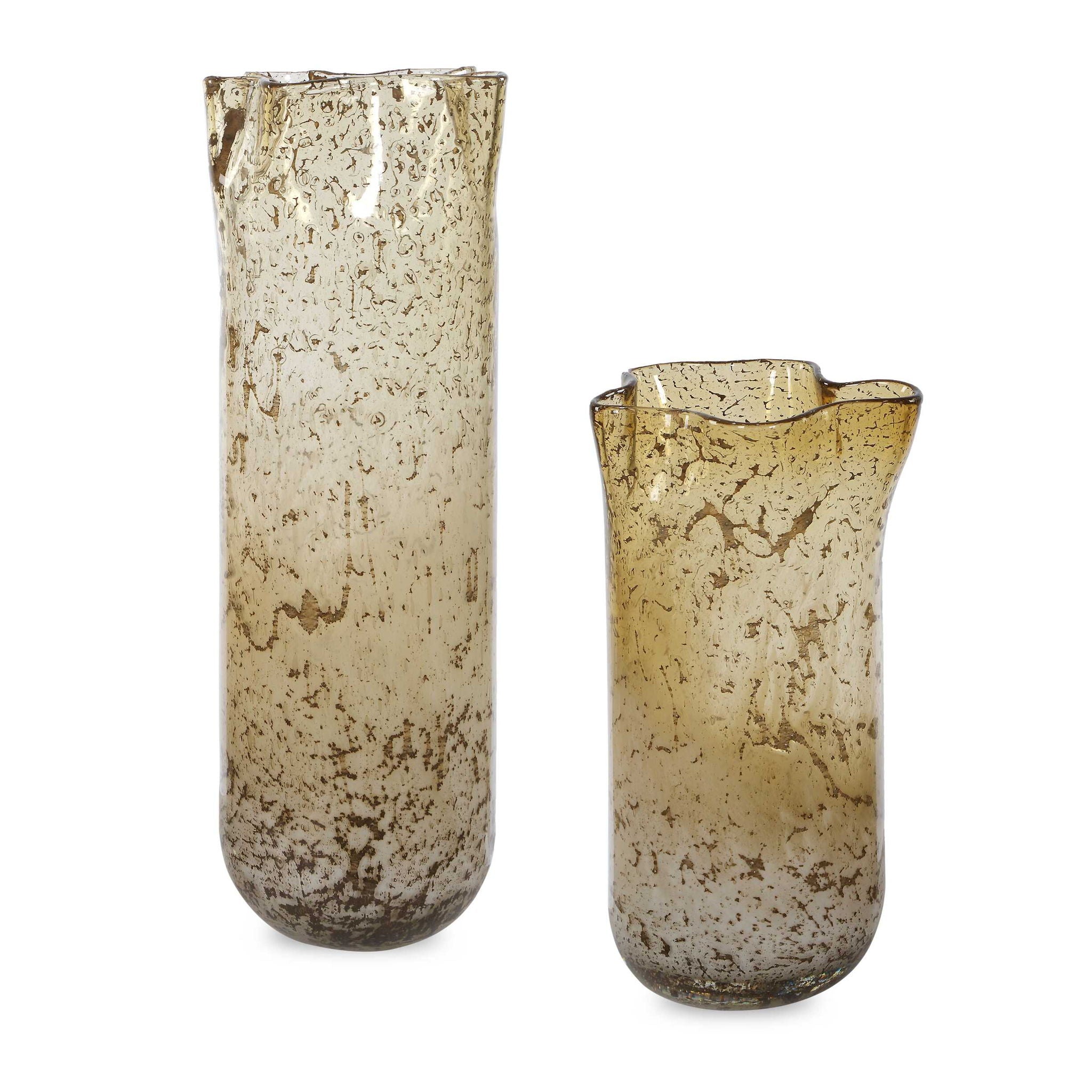 Rhine - Seeded Glass Vases (Set of 2) - Brown