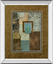 Petites Fleurs Sur Le Bleu Il By Norm Olson - Mirror Framed Print Wall Art - Light Brown