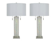 Radiant Glow Iridescent Glass & Metal Table Lamp (Set of 2) - Irradescent / Polished Nickel