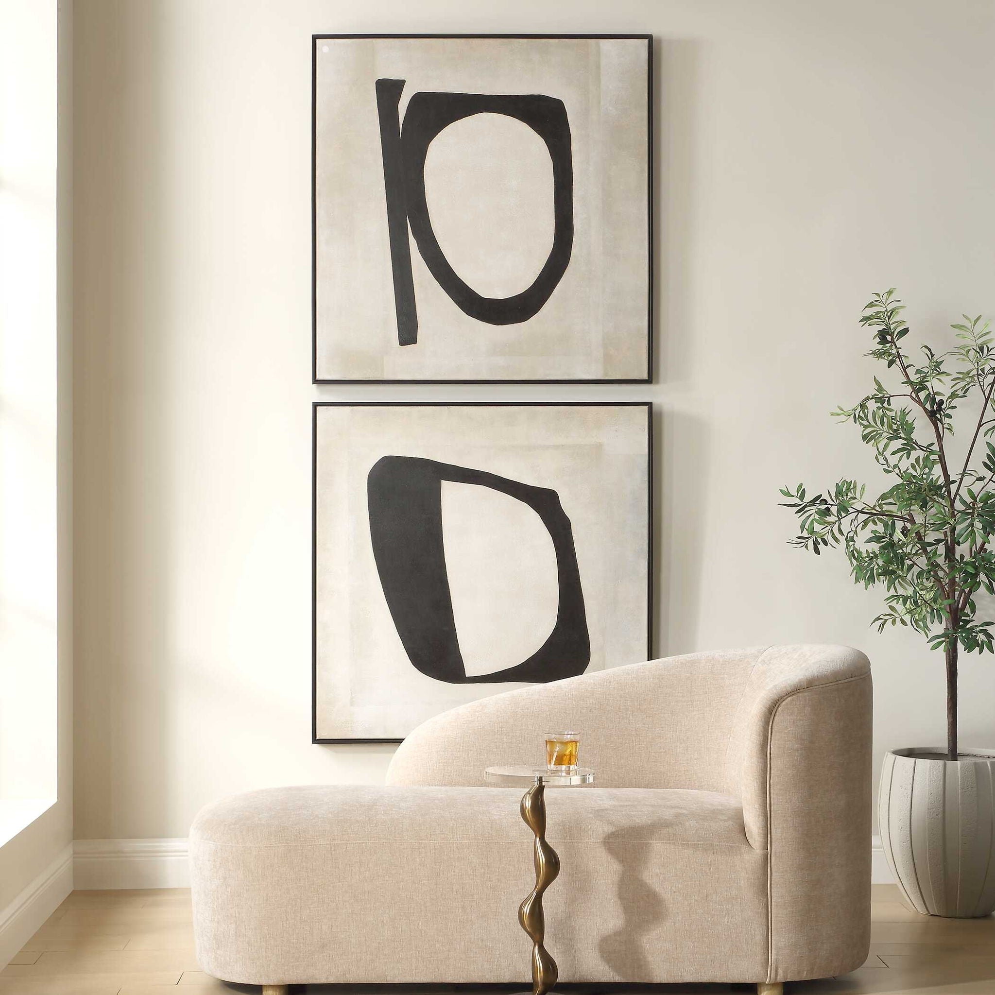 Characters - Abstract Art (Set of 2) - Black / Beige