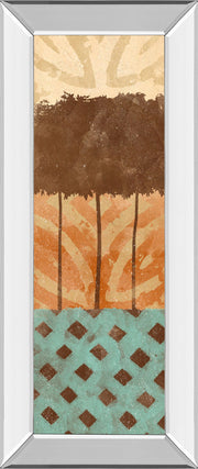 Tribal Trio Il By Alonzo Saunders - Mirror Framed Print Wall Art - Light Brown