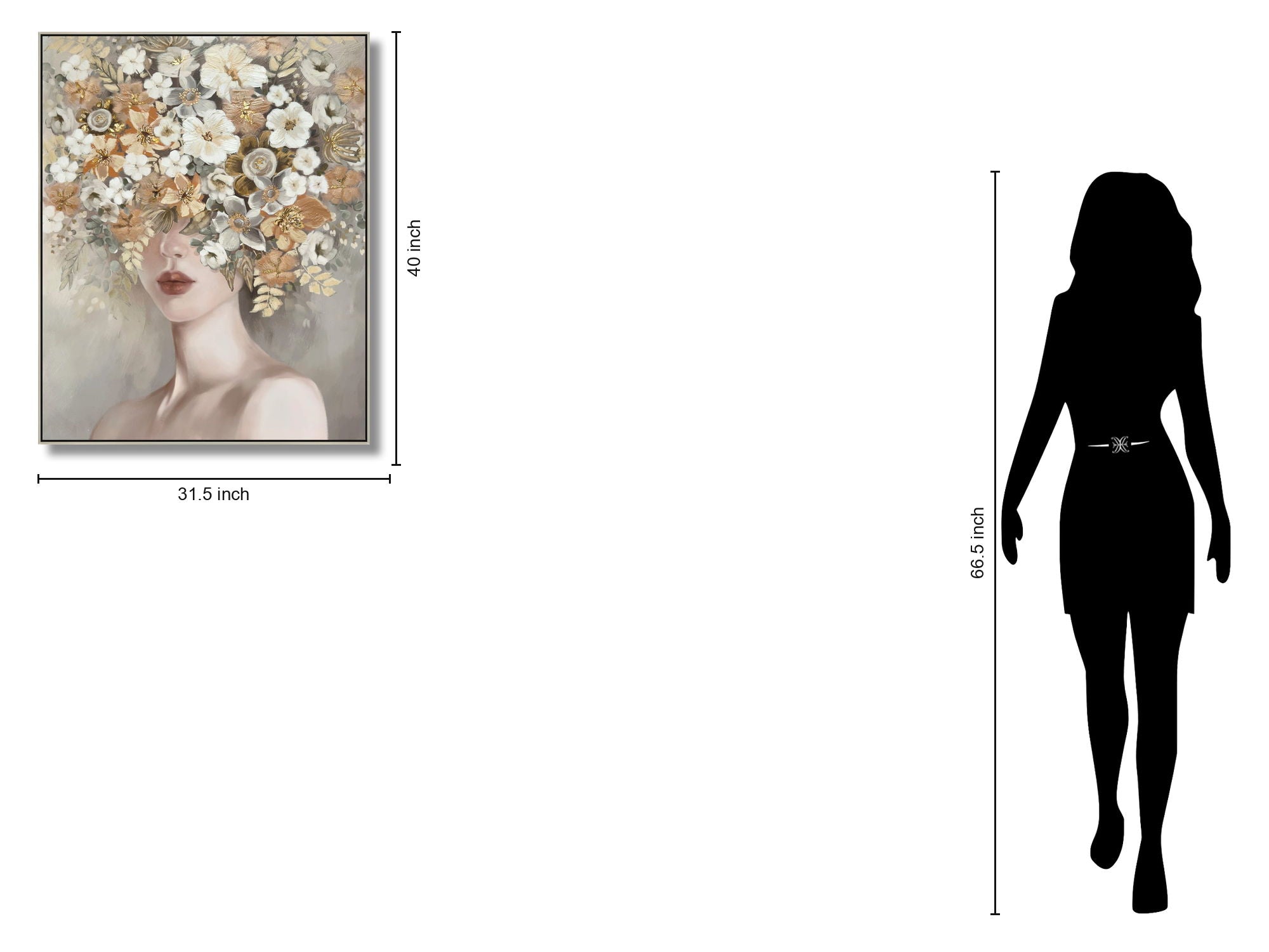 Blossom Veil Muse - 40" x 32" Framed Wall Art - Gray