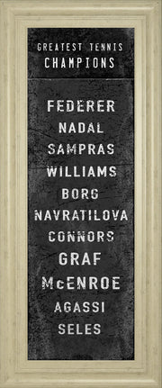 The Greatest Tennis Champions By The Vintage Collection - Framed Print Wall Art - Black