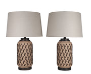 Diamond Weave Ceramic, PU Leather & Metal Table Lamp (Set of 2) - Terra