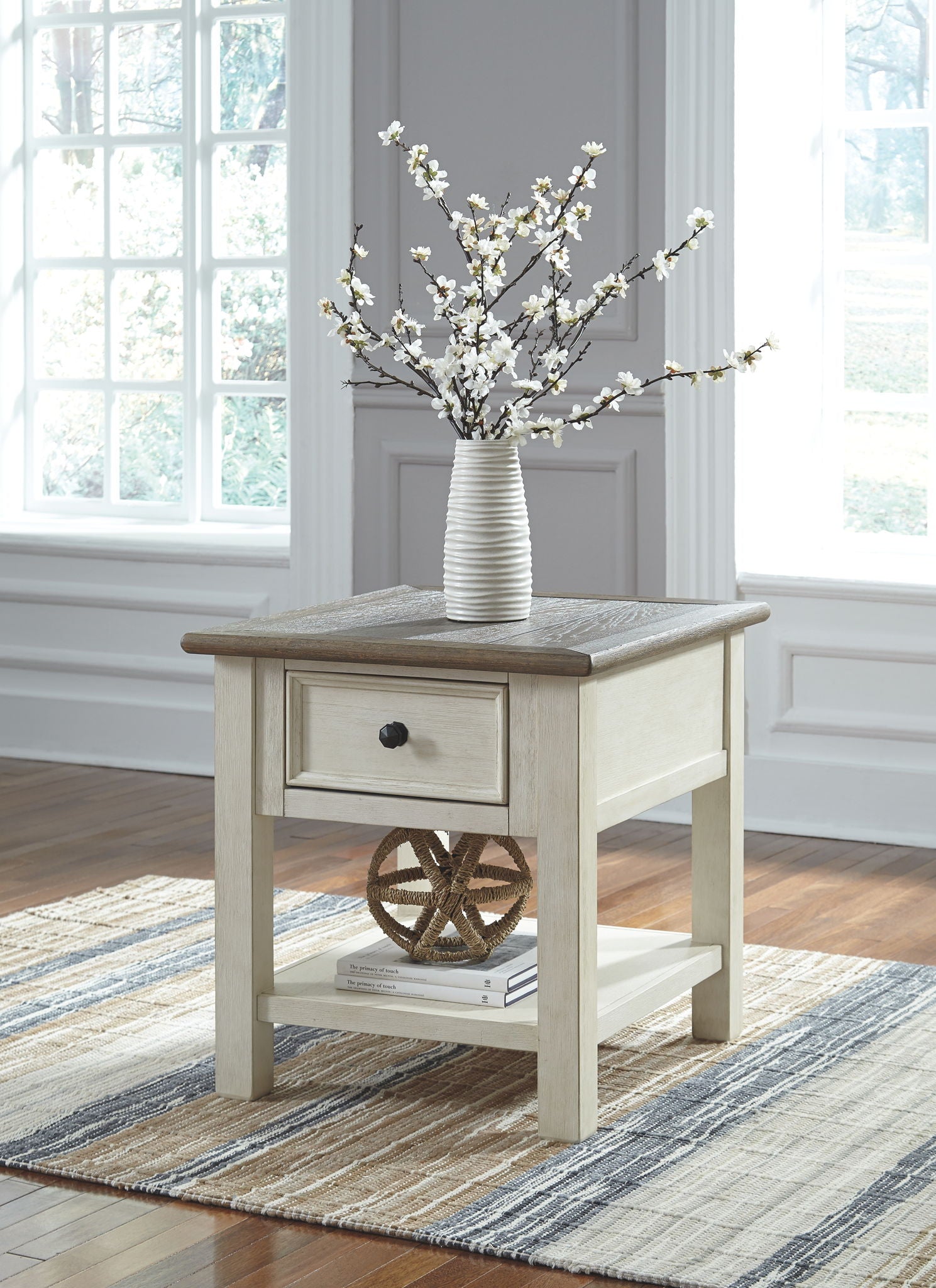 Bolanburg - Rectangular End Table - White / Brown / Beige