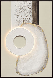 Ivory Contour II Hand-Painted LED Canvas In Frame - Ivory / Cream