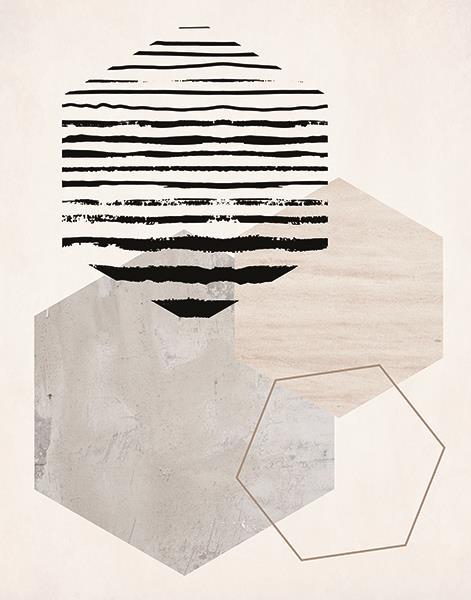 Hexagonal Display II By Daniela Santiago (Framed) - Beige