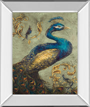 Peacock On Sage I By Tiffany Hakimipour - Mirror Framed Print Wall Art - Beige