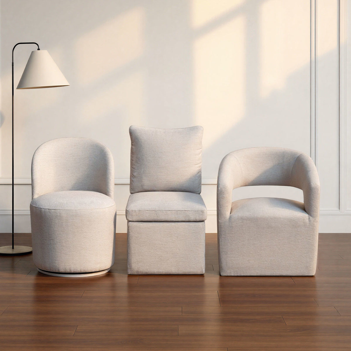 Upholstered Dining Chair Curved Back Modern