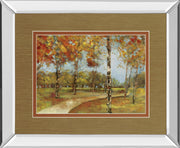Autumn Path By Carmen Dolce - Mirror Framed Print Wall Art - Light Brown
