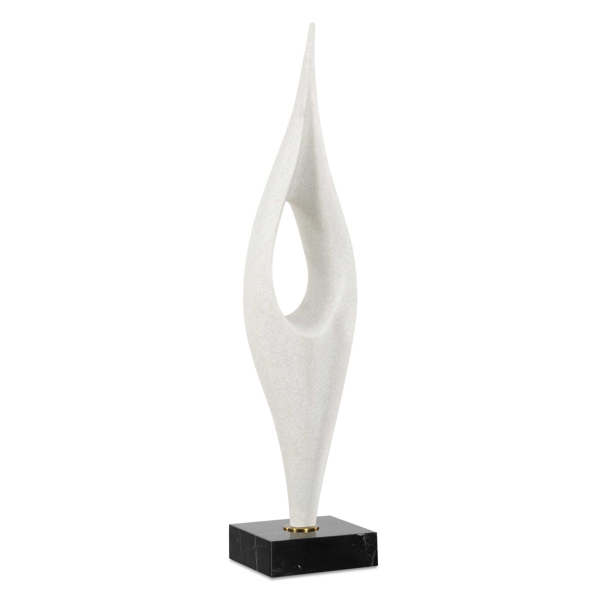 Fluid Drop - Stone Sculpture - White