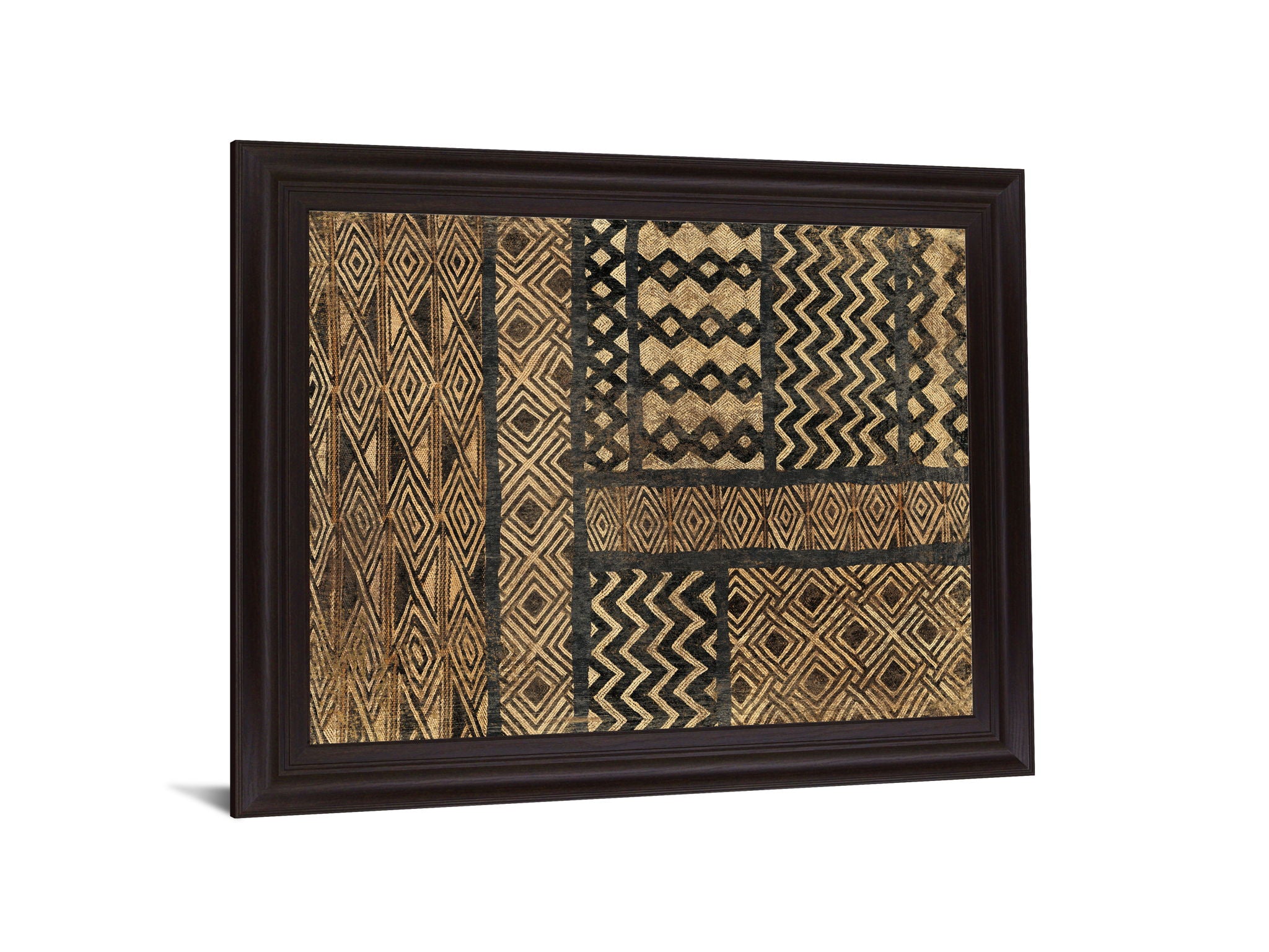 Geometric Fusion - 28" x 34" Framed Wall Art - Light Brown